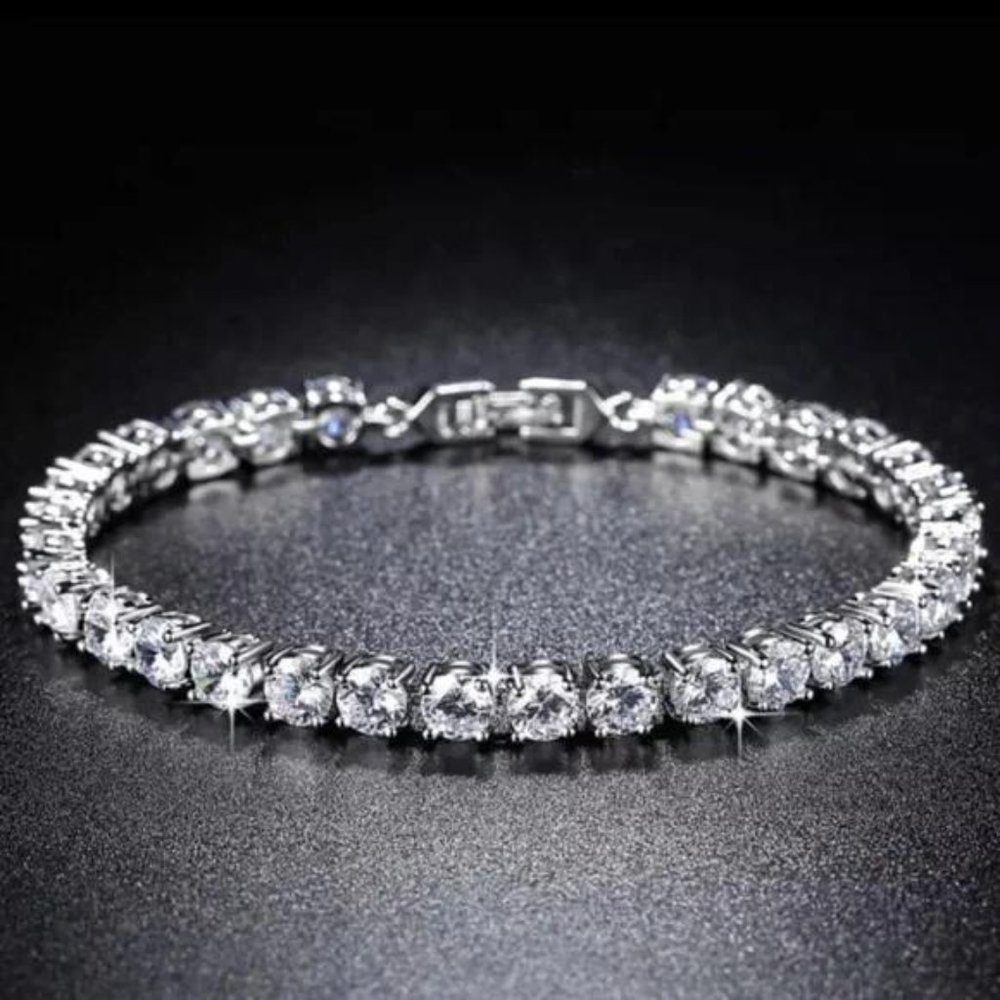 NEW 925 STERLING SILVER 5MM DIAMOND BRACELET, NICE BRACELET, CUTE BRACELET